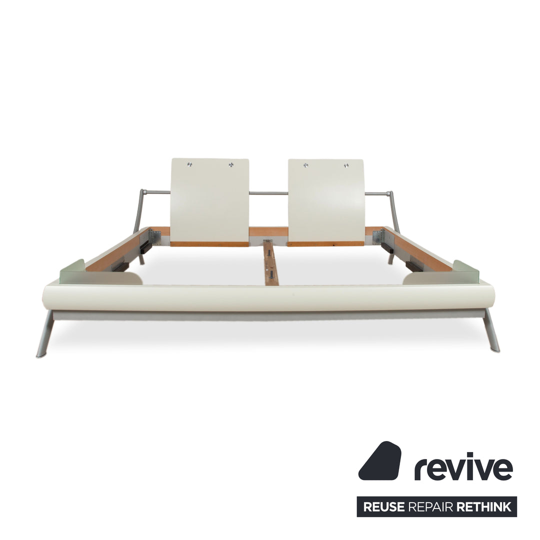 Hülsta Fancy Wood Bed White Cream Silver Glass 180x200