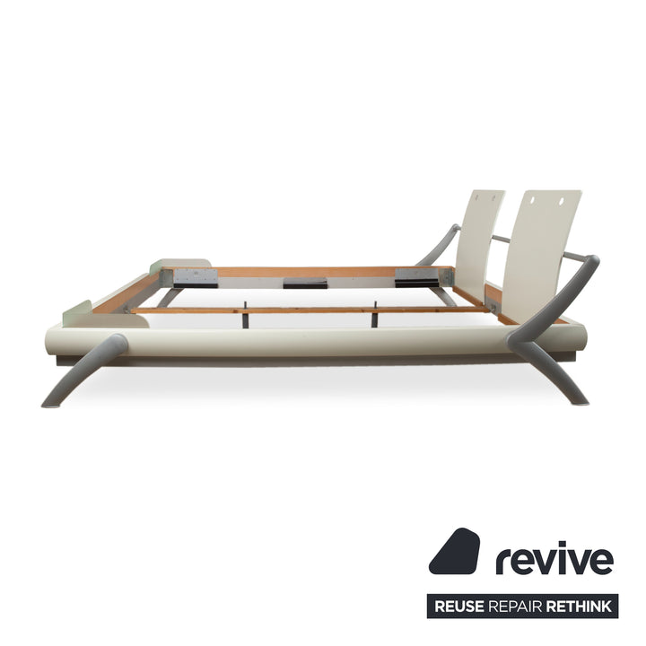Hülsta Fancy Wood Bed White Cream Silver Glass 180x200