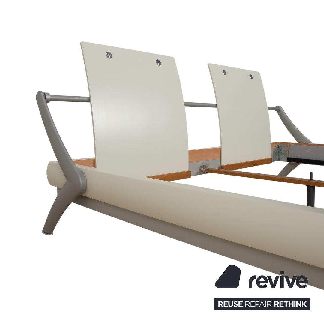 Hülsta Fancy Wood Bed White Cream Silver Glass 180x200