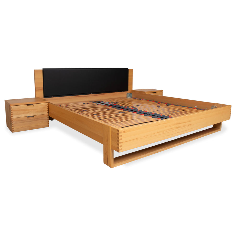 Hülsta Flavo Holz Bett Braun Schwarz mit Nachtschränken manuelle Funktion