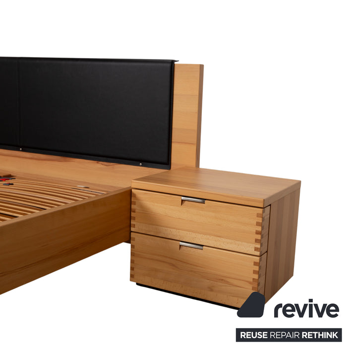Hülsta Flavo Wood Bed Brown Black with Nightstands Manual Function