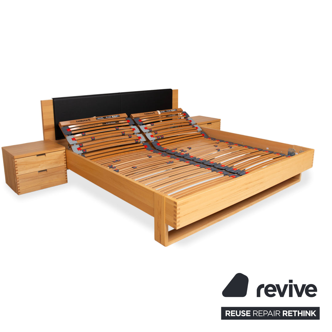 Hülsta Flavo Wood Bed Brown Black with Nightstands Manual Function