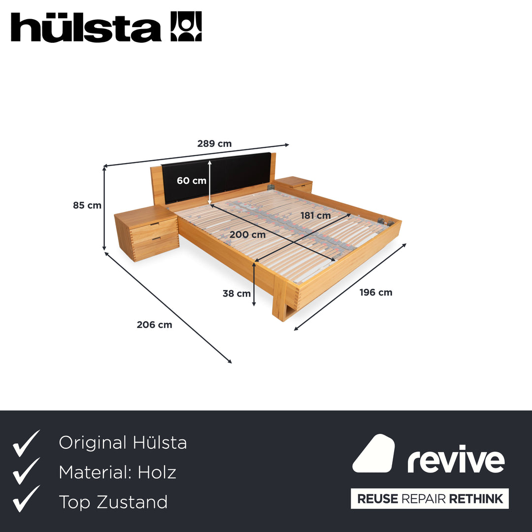Hülsta Flavo Wood Bed Brown Black with Nightstands Manual Function