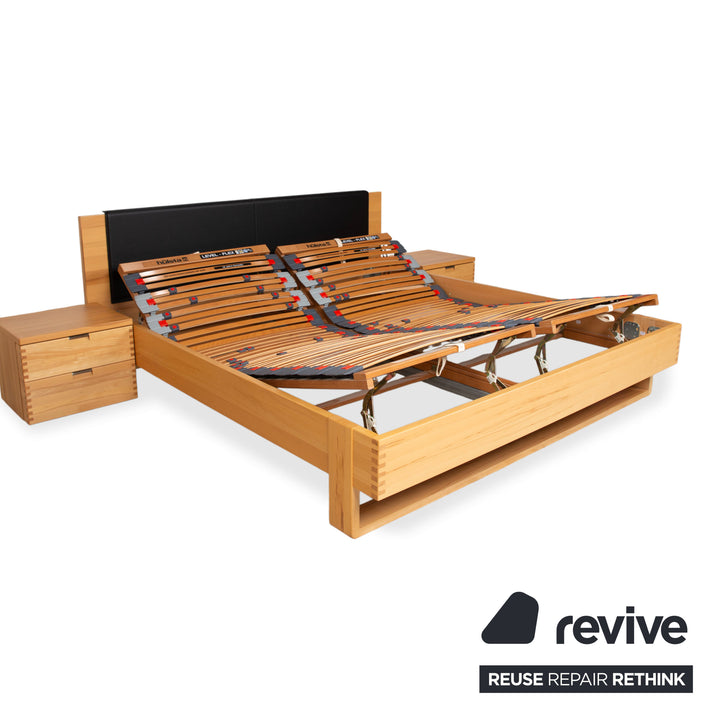 Hülsta Flavo Wood Bed Brown Black with Nightstands Manual Function
