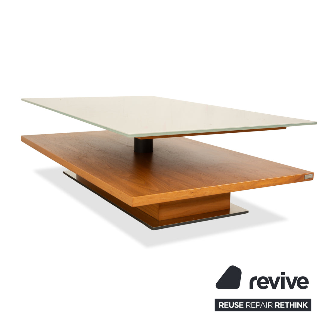 Table basse en verre Hülsta beige marron bois 120 x 75 cm