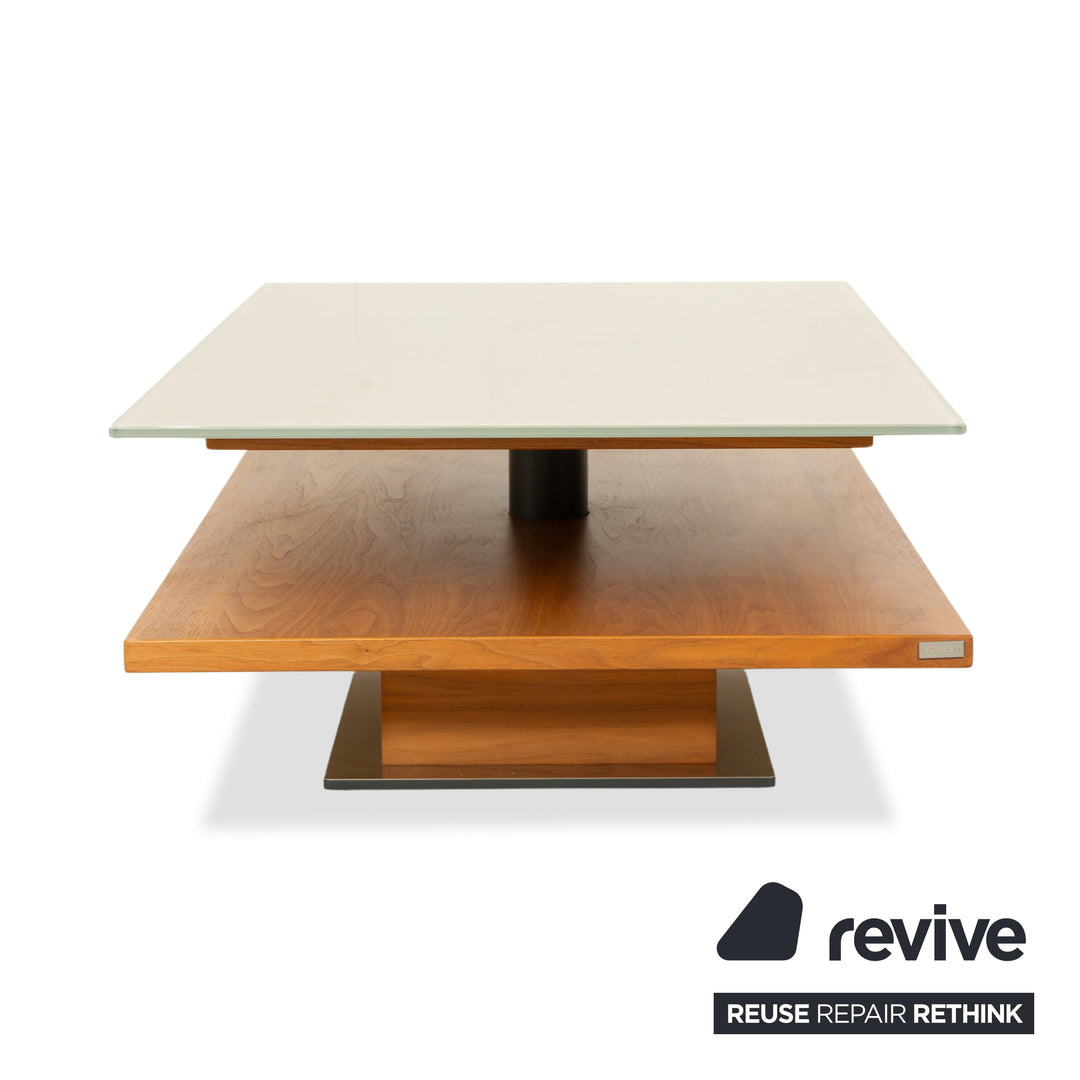 Table basse en verre Hülsta beige marron bois 120 x 75 cm