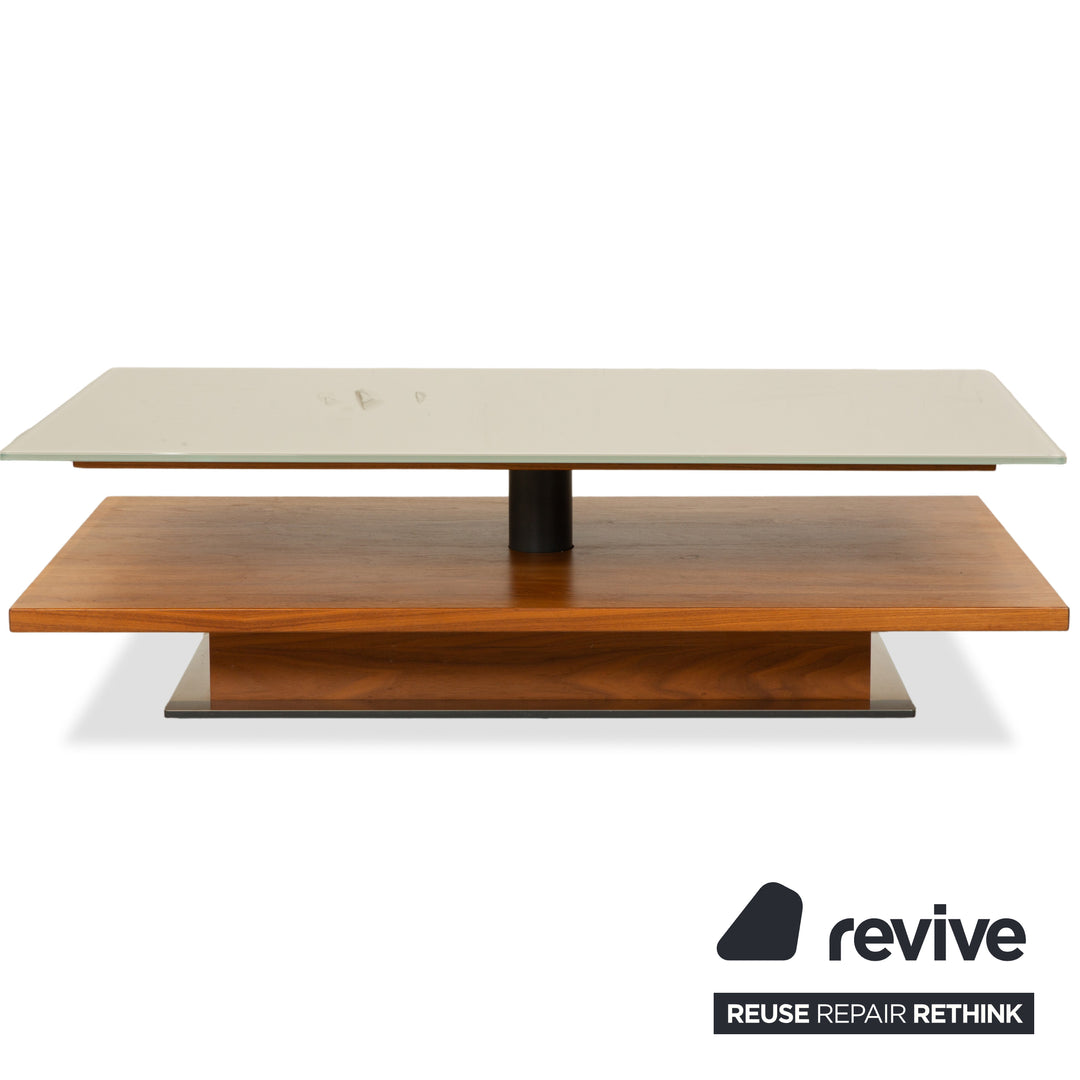 Table basse en verre Hülsta beige marron bois 120 x 75 cm
