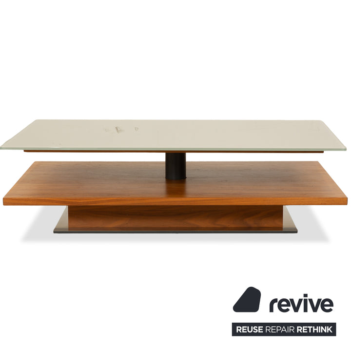 Table basse en verre Hülsta beige marron bois 120 x 75 cm