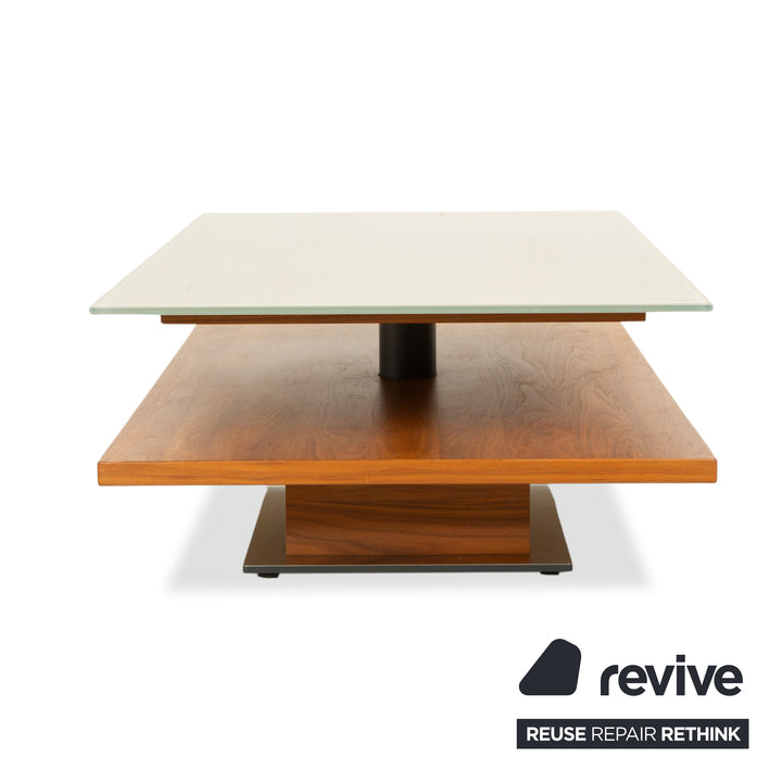 Table basse en verre Hülsta beige marron bois 120 x 75 cm