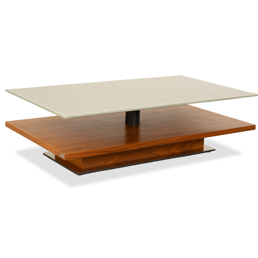 Hülsta Glas Couchtisch Beige Braun Holz 120 x 75 cm