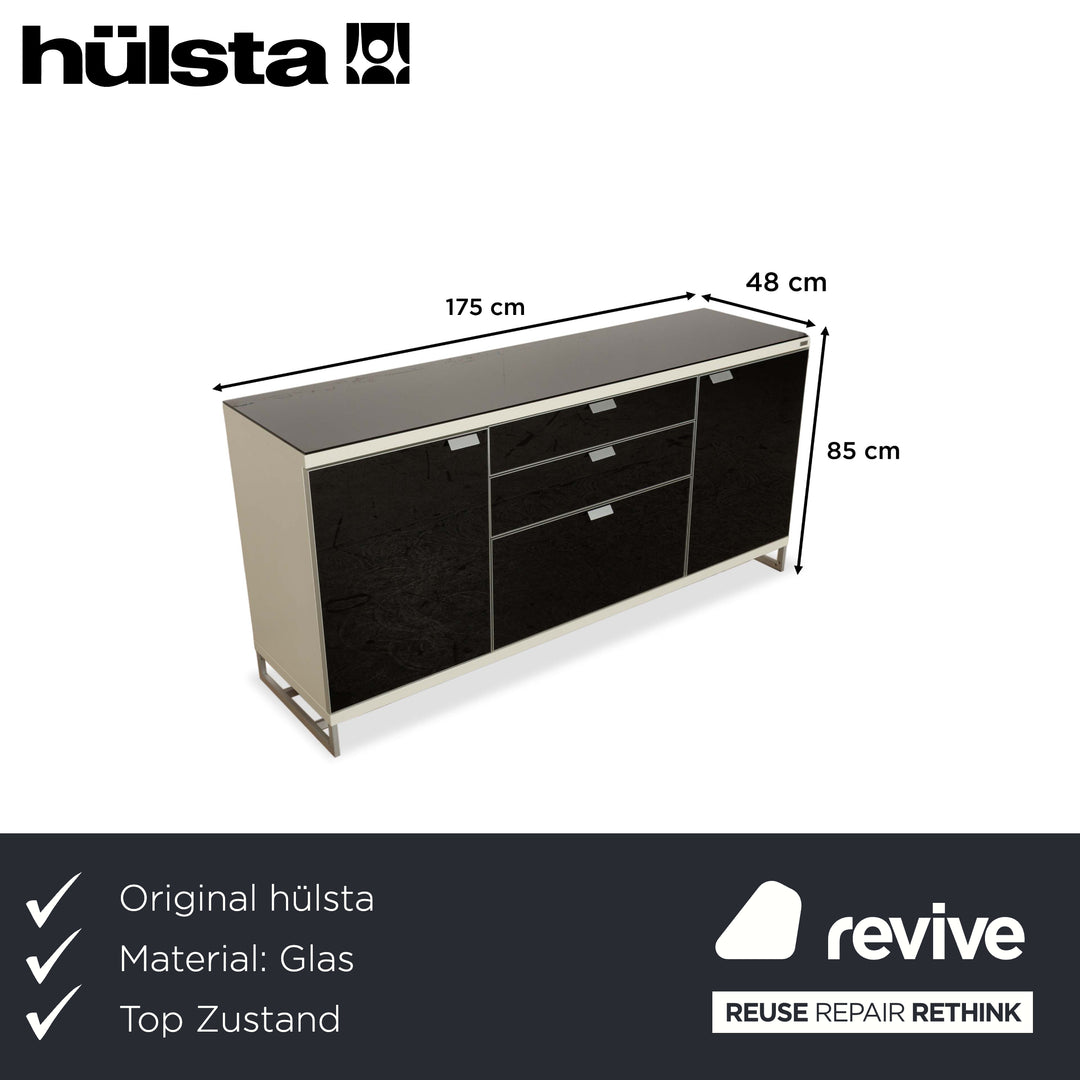 Hülsta Glas Sideboard Schwarz Beige