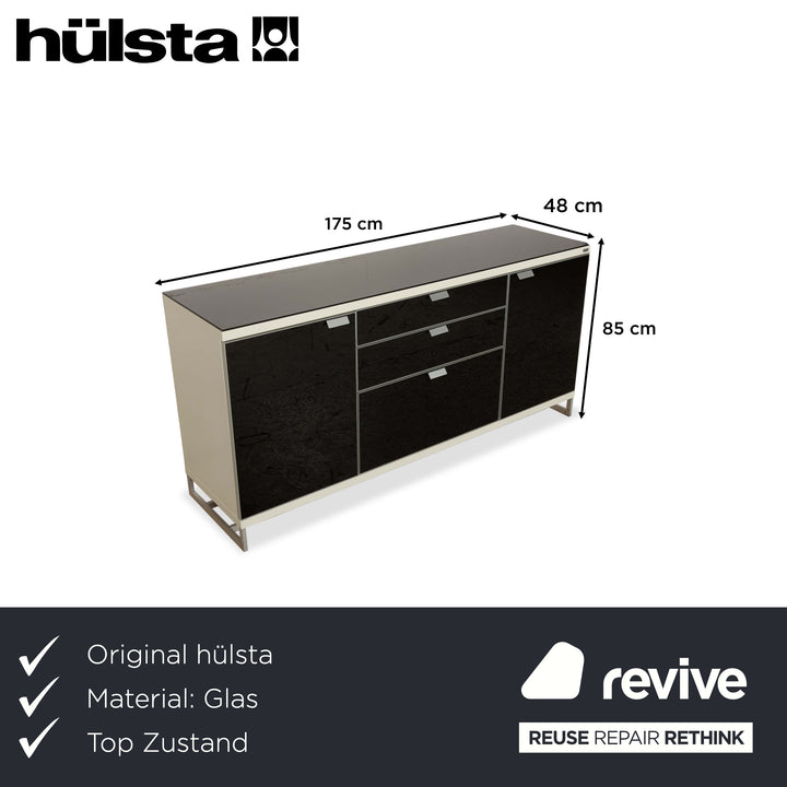 Hülsta Glas Sideboard Schwarz Beige