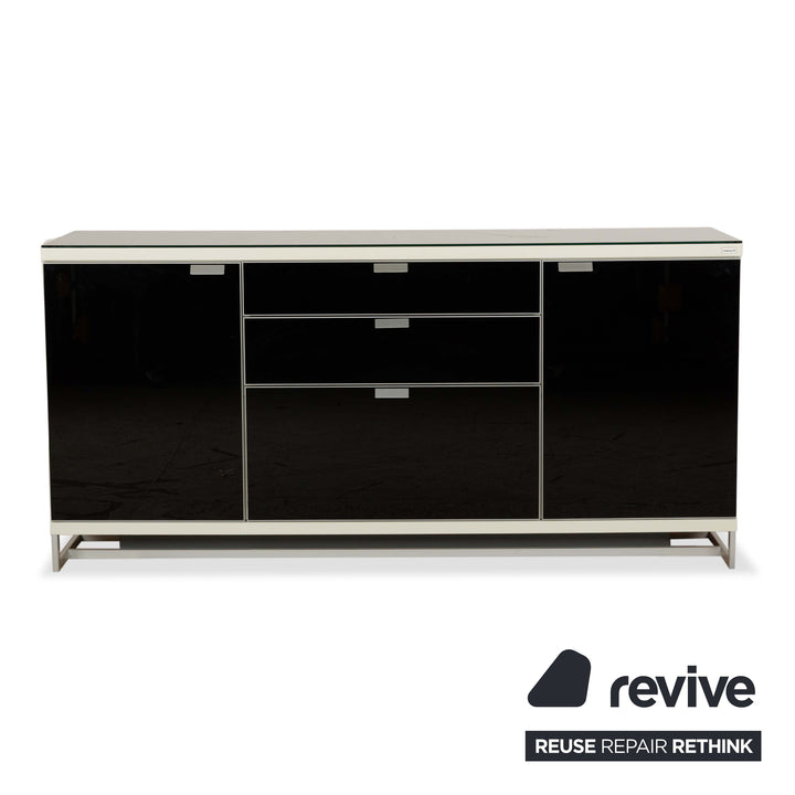 Hülsta Glas Sideboard Schwarz Beige