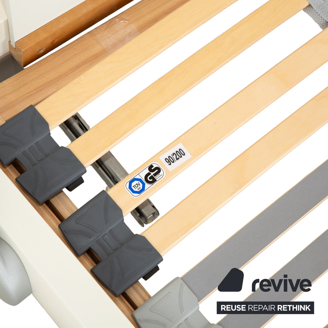 Hülsta Holz Bett Weiß Creme Silber Glas 180x200