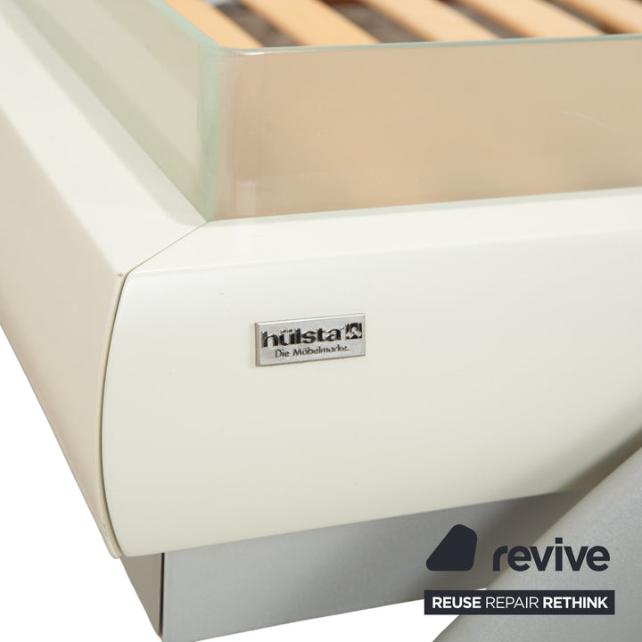 Hülsta Holz Bett Weiß Creme Silber Glas 180x200