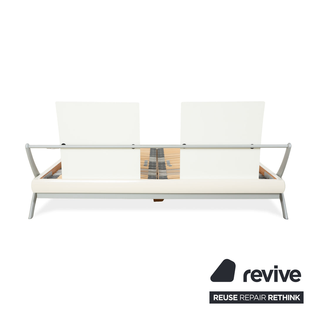 Hülsta Holz Bett Weiß Creme Silber Glas 180x200