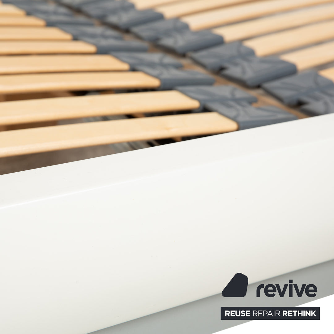 Lit en bois Hülsta, blanc, crème, argent, verre, 180x200