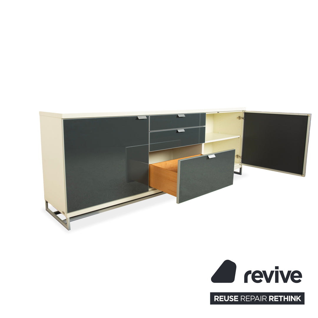Hülsta Holz Glas Sideboard Creme Weiß Anthrazit