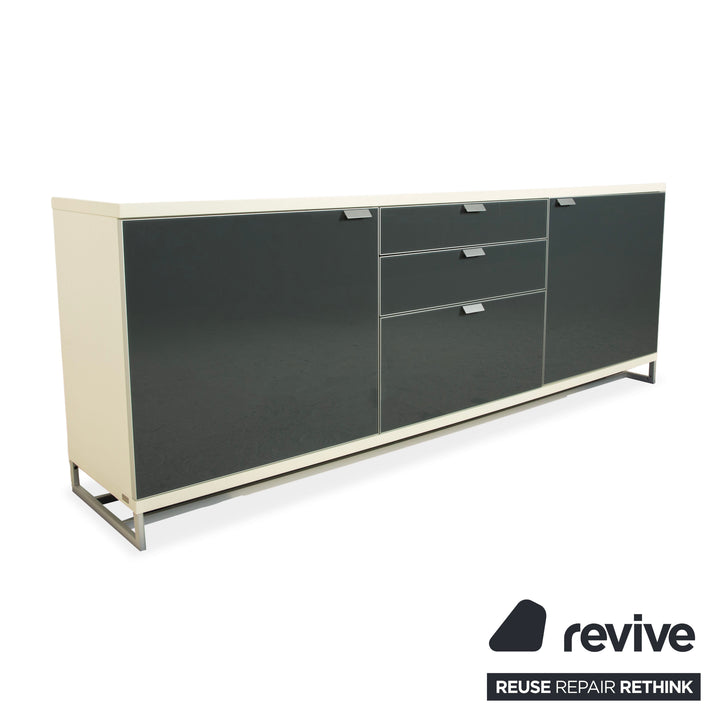 Hülsta Holz Glas Sideboard Creme Weiß Anthrazit