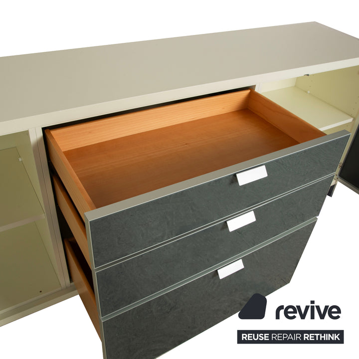 Hülsta Holz Glas Sideboard Creme Weiß Anthrazit