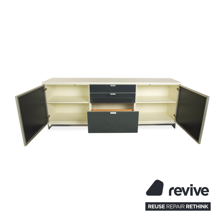 Hülsta Holz Glas Sideboard Creme Weiß Anthrazit