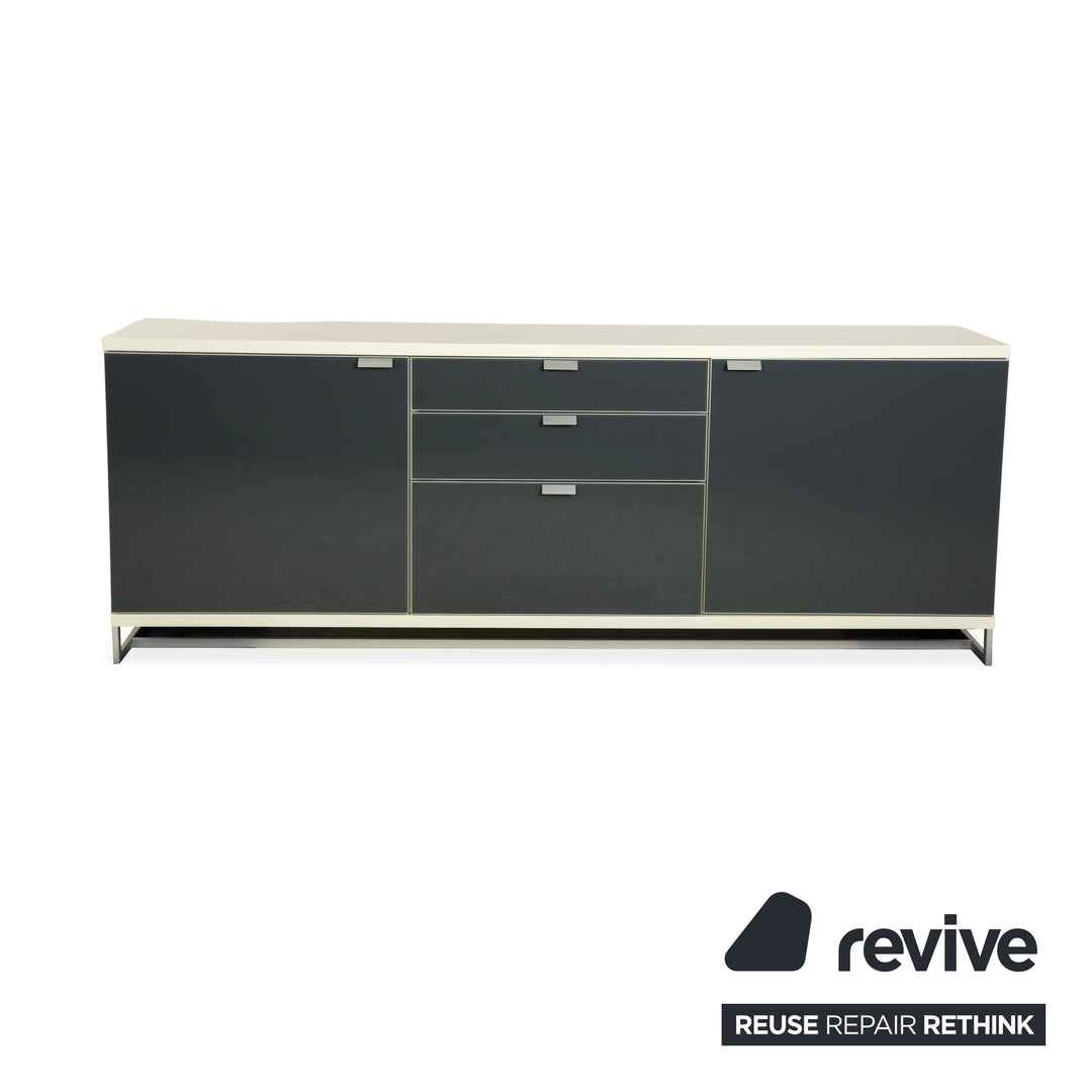 Hülsta Holz Glas Sideboard Creme Weiß Anthrazit