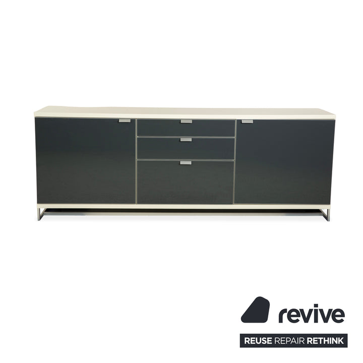 Hülsta Holz Glas Sideboard Creme Weiß Anthrazit