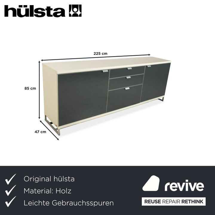 Hülsta Holz Glas Sideboard Creme Weiß Anthrazit