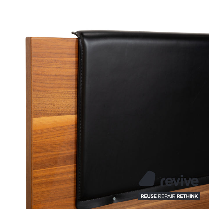 Hülsta Holz Leder Bett Braun Schwarz Schlafzimmer manuelle Funktion