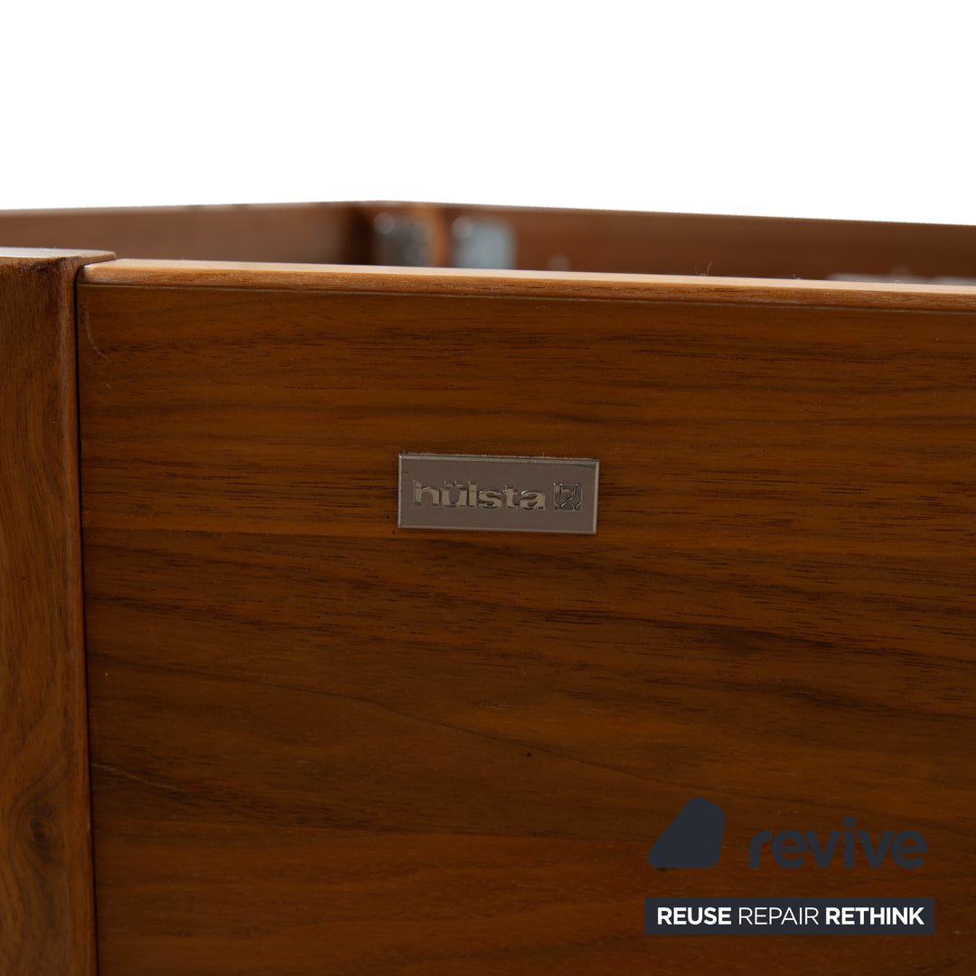 Hülsta Holz Leder Bett Braun Schwarz Schlafzimmer manuelle Funktion