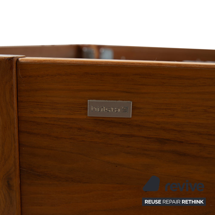 Hülsta Holz Leder Bett Braun Schwarz Schlafzimmer manuelle Funktion