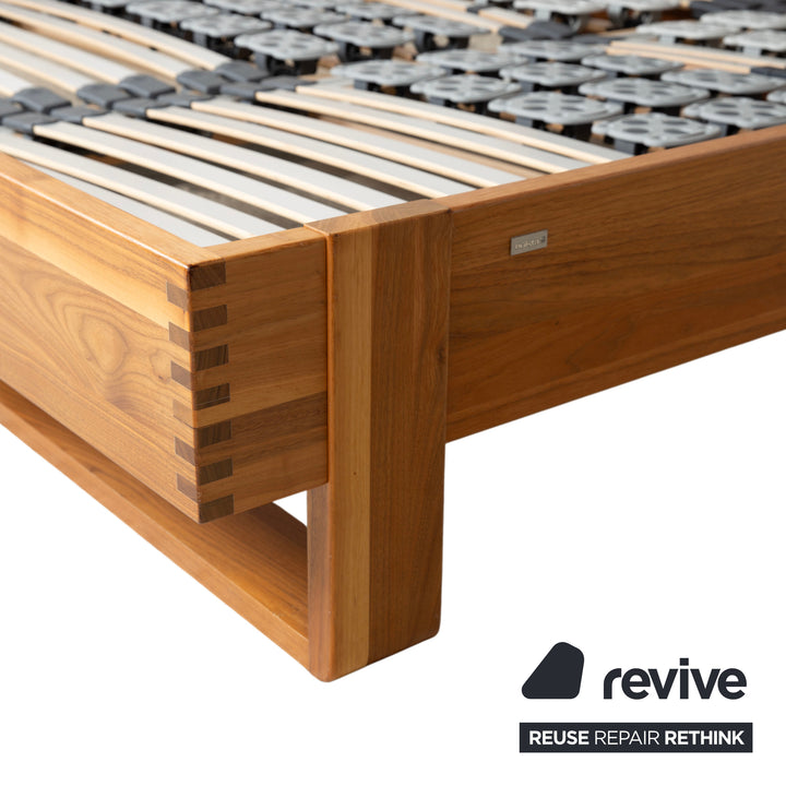 Hülsta Holz Leder Bett Braun Schwarz Schlafzimmer manuelle Funktion