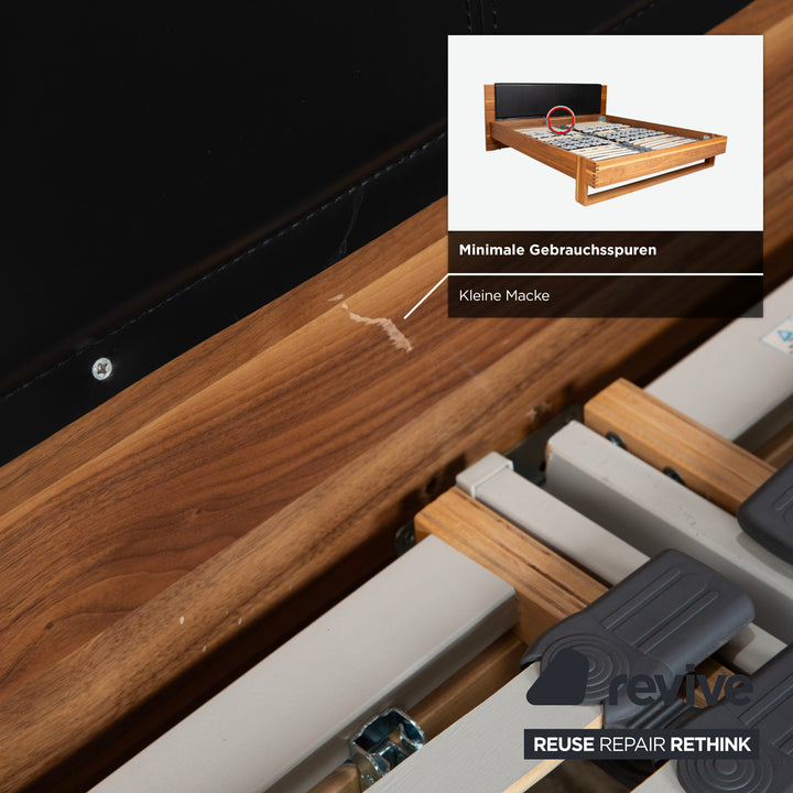 Hülsta Holz Leder Bett Braun Schwarz Schlafzimmer manuelle Funktion