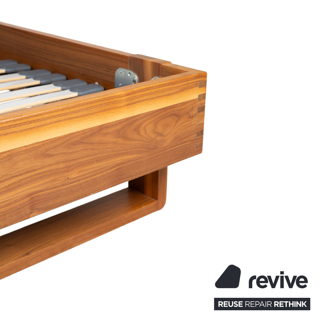 Hülsta Holz Leder Bett Braun Schwarz Schlafzimmer manuelle Funktion