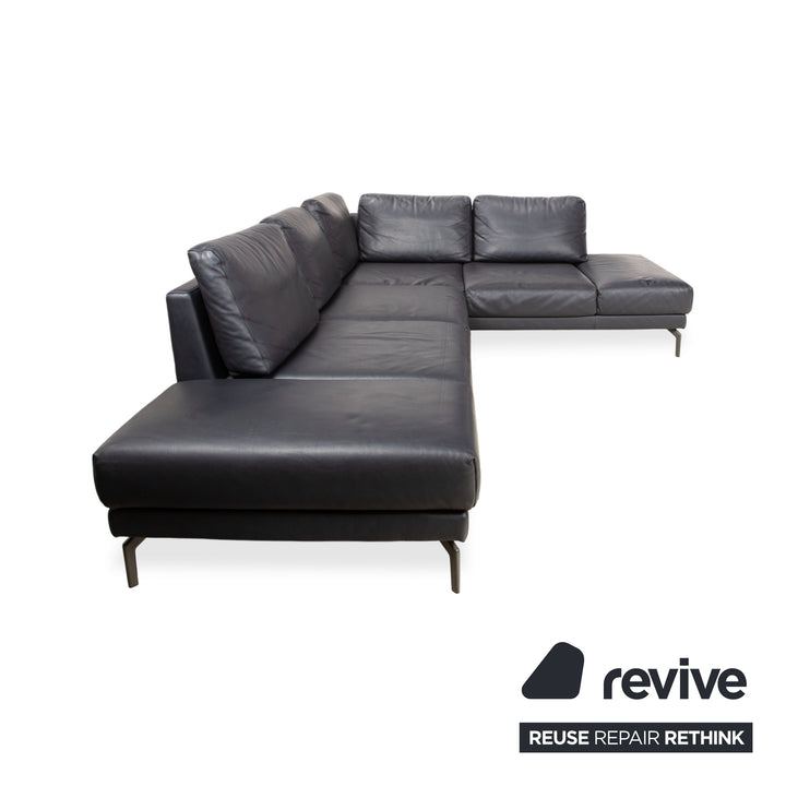 Hülsta HS.420 Leder Ecksofa Schwarz Dunkelblau Sofa Couch