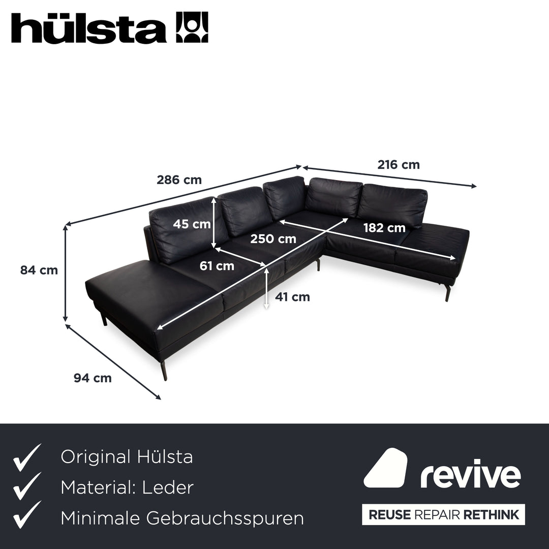 Hülsta HS.420 Leder Ecksofa Schwarz Dunkelblau Sofa Couch