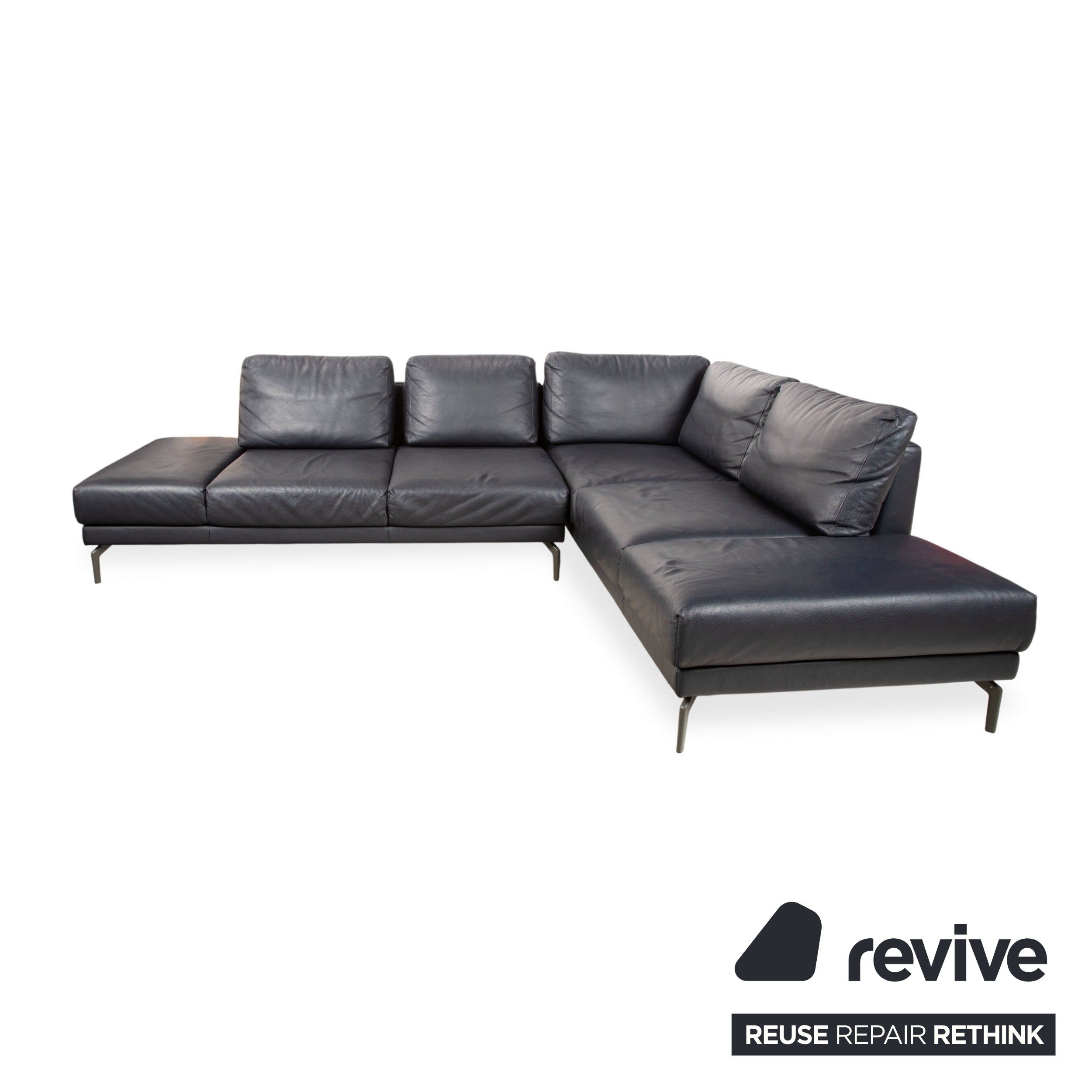 Hülsta HS.420 Leder Ecksofa Schwarz Dunkelblau Sofa Couch