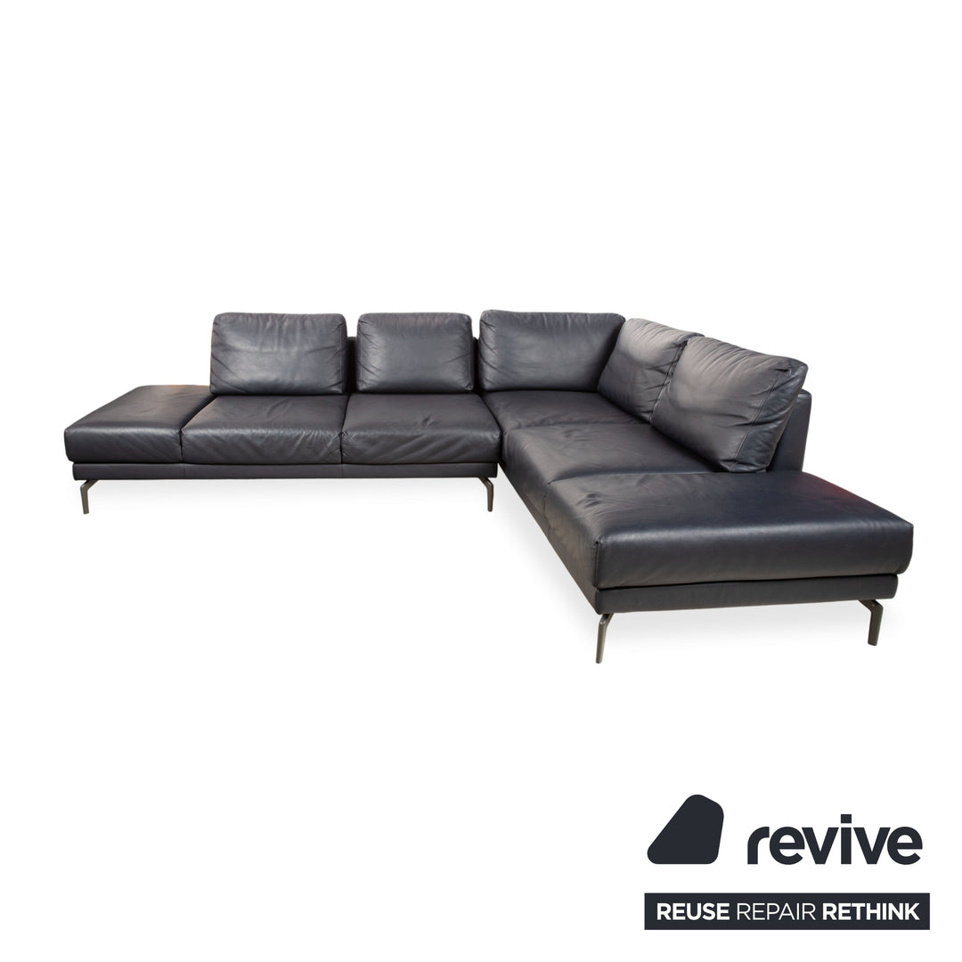 Hülsta HS.420 Leder Ecksofa Schwarz Dunkelblau Sofa Couch