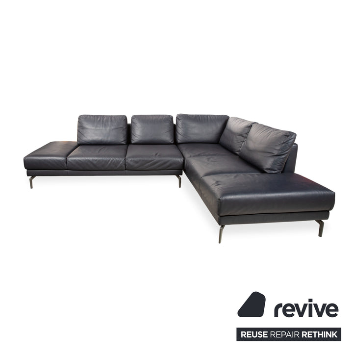 Hülsta HS.420 Leder Ecksofa Schwarz Dunkelblau Sofa Couch