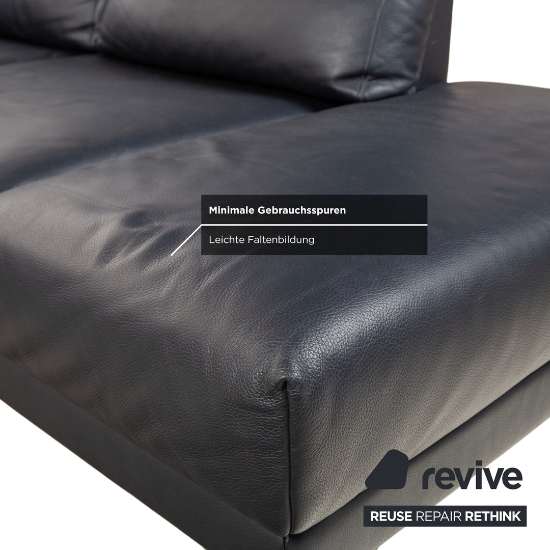 Hülsta HS.420 Leder Ecksofa Schwarz Dunkelblau Sofa Couch