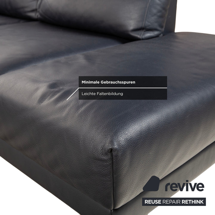 Hülsta HS.420 Leder Ecksofa Schwarz Dunkelblau Sofa Couch