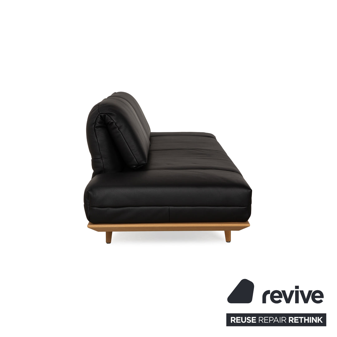 Hülsta HS.420 Leather Two-Seater Black Manual Function Sofa Couch