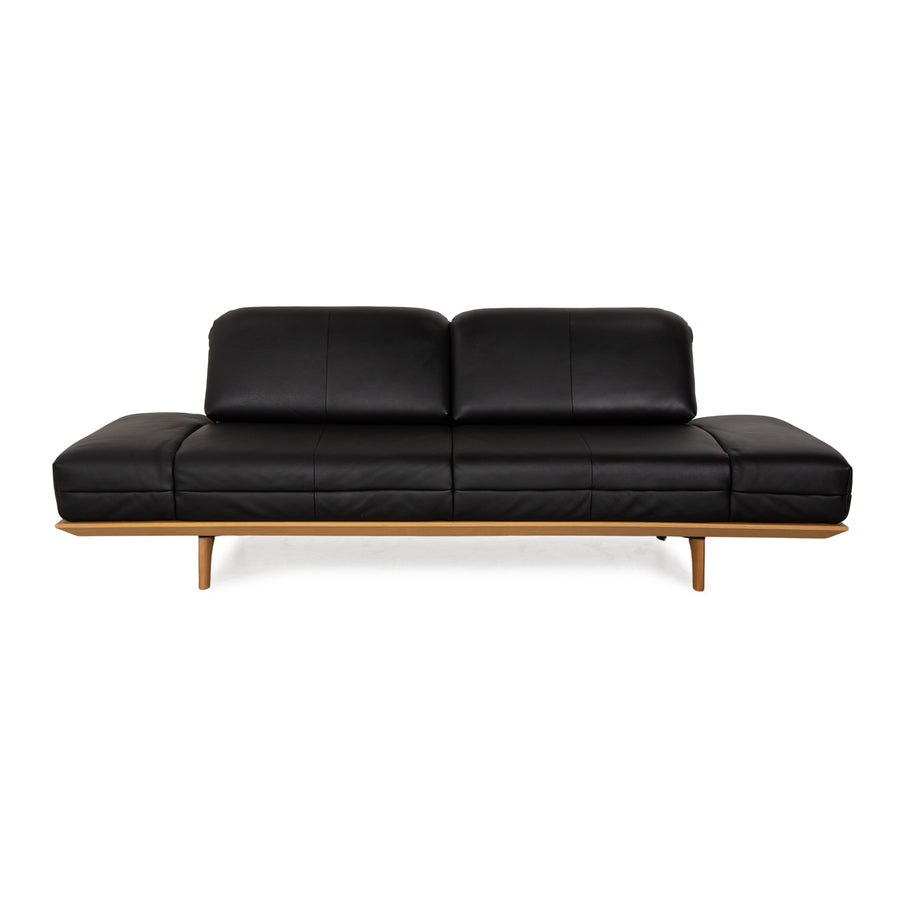 Hülsta HS.420 Leather Two-Seater Black Manual Function Sofa Couch