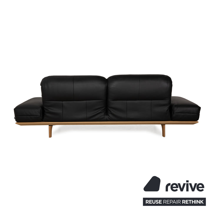 Hülsta HS.420 Leather Two-Seater Black Manual Function Sofa Couch