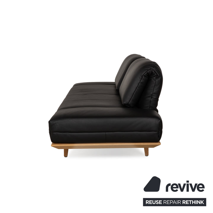 Hülsta HS.420 Leather Two-Seater Black Manual Function Sofa Couch