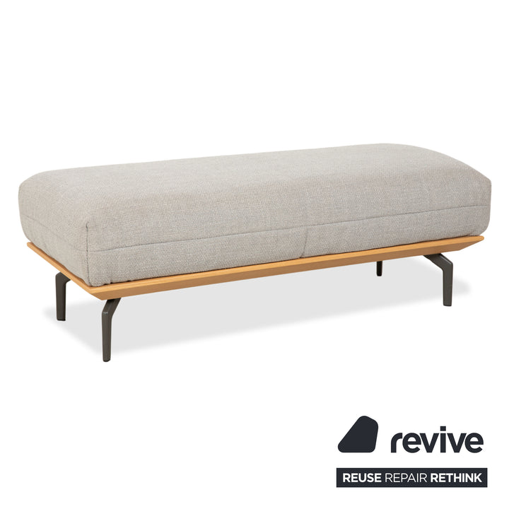 hülsta HS.420 Fabric Wood Two-Seater Ottoman Grey Cream Manual Function Sofa Couch