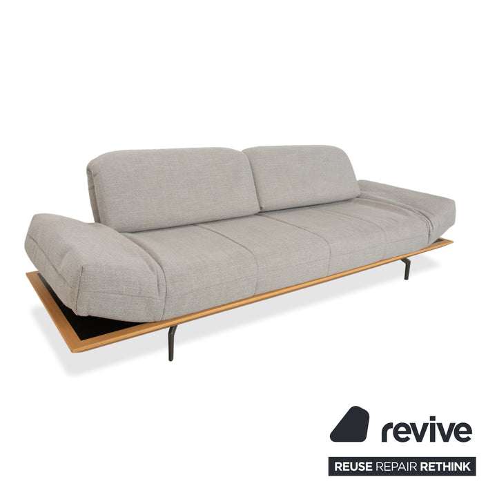 hülsta HS.420 Stoff Holz Zweisitzer Hocker Grau Creme manuelle Funktion Sofa Couch
