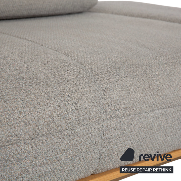 hülsta HS.420 Stoff Holz Zweisitzer Hocker Grau Creme manuelle Funktion Sofa Couch