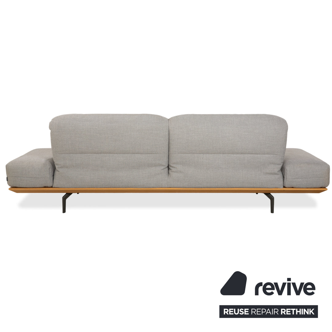 hülsta HS.420 Fabric Wood Two-Seater Ottoman Grey Cream Manual Function Sofa Couch