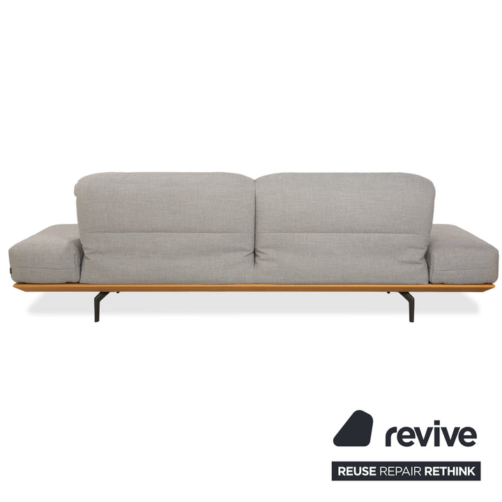 hülsta HS.420 Fabric Wood Two-Seater Ottoman Grey Cream Manual Function Sofa Couch